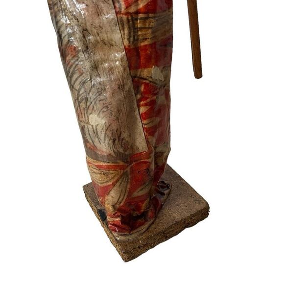 Vintage Folk Art Paper Mache Woman Lady Water Jug Figurine Red Mexico 12.5" Tall - Picture 11 of 12